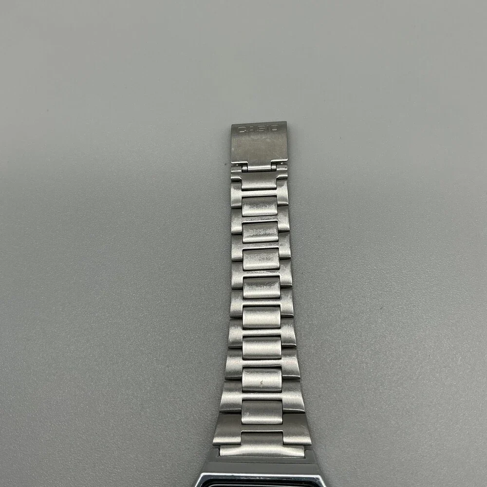 Casio A158W Alarm Chrono Mens Watch 33mm Digital Gray Stainless Bracelet